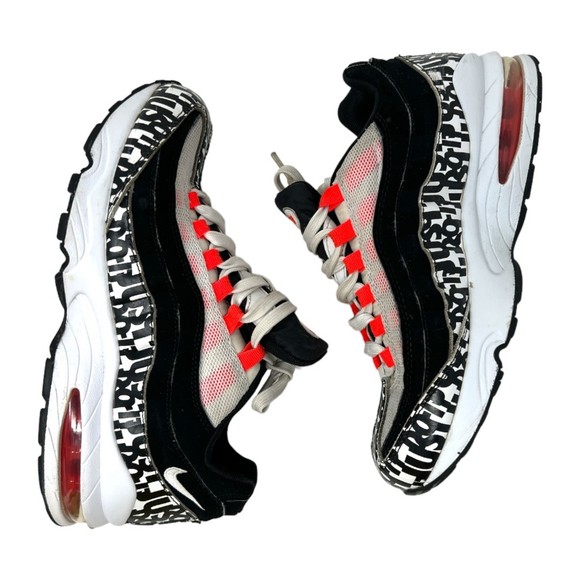 Nike Air Max 95 GS 7y 8.5w Just Do it Print Serfio Lozano Black White Orange - Picture 1 of 16